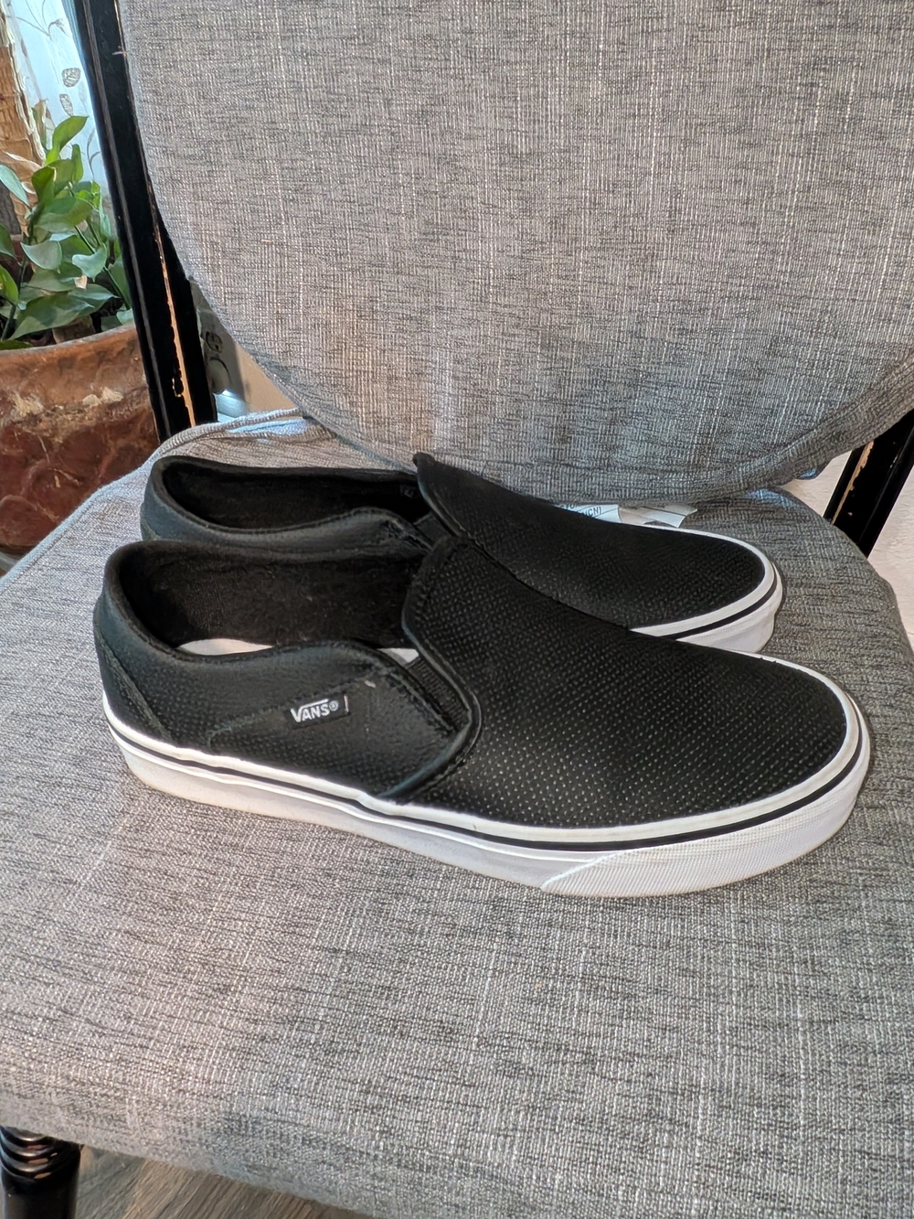 Vans Black Slip-On Loafers with White Sole
